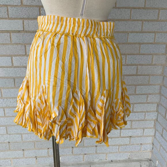 INDIKAH BY ANGEL BIBA YELLOW STRIPED SKIRT SIZE L  NEW - Picture 8 of 11